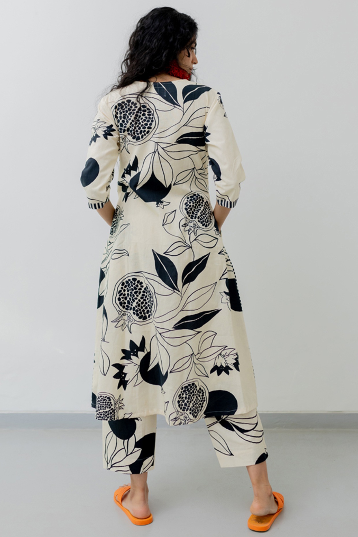 Yellow & Grey Silk Printed A-Line Kurta Design by Silai Studio at Pernia's  Pop Up Shop 2024
